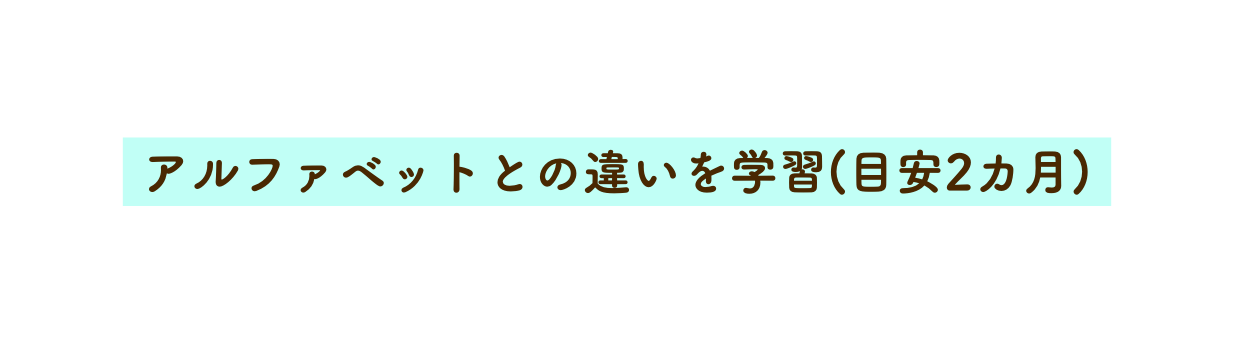 アルファベットとの違いを学習 目安2カ月