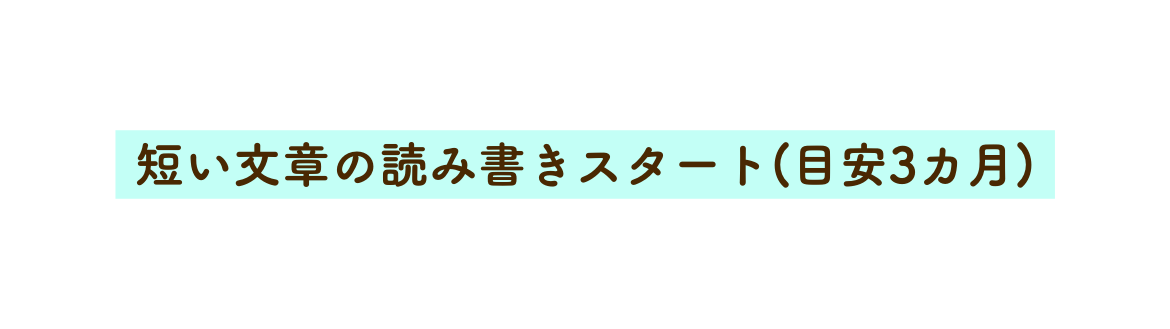 短い文章の読み書きスタート 目安3カ月