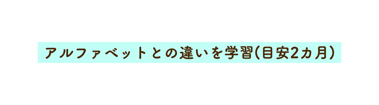 アルファベットとの違いを学習 目安2カ月