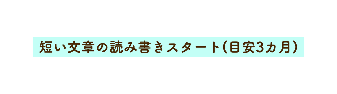 短い文章の読み書きスタート 目安3カ月